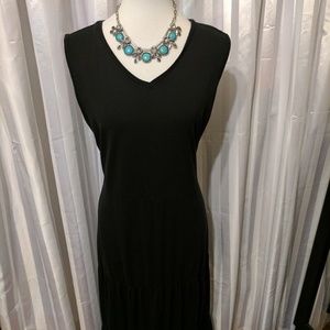 Black v-neck peasant maxi sundress Sz Large