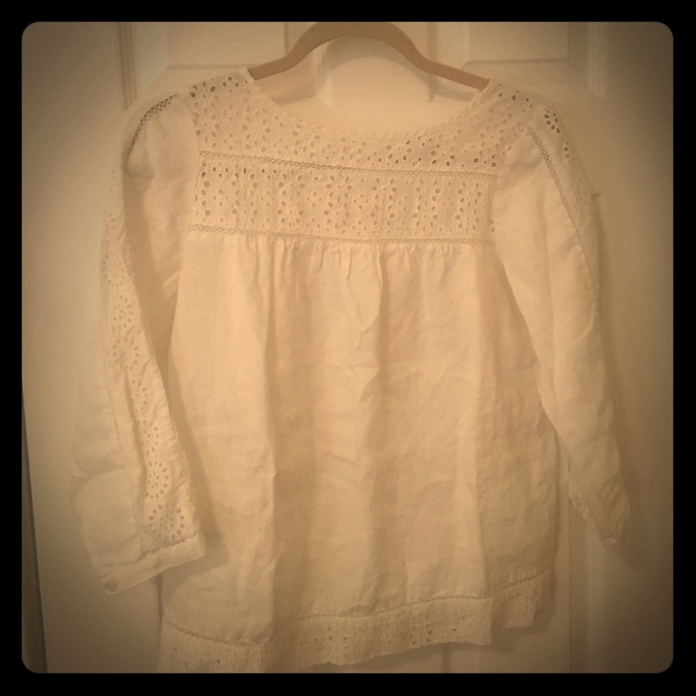 White J. Crew eyelet top