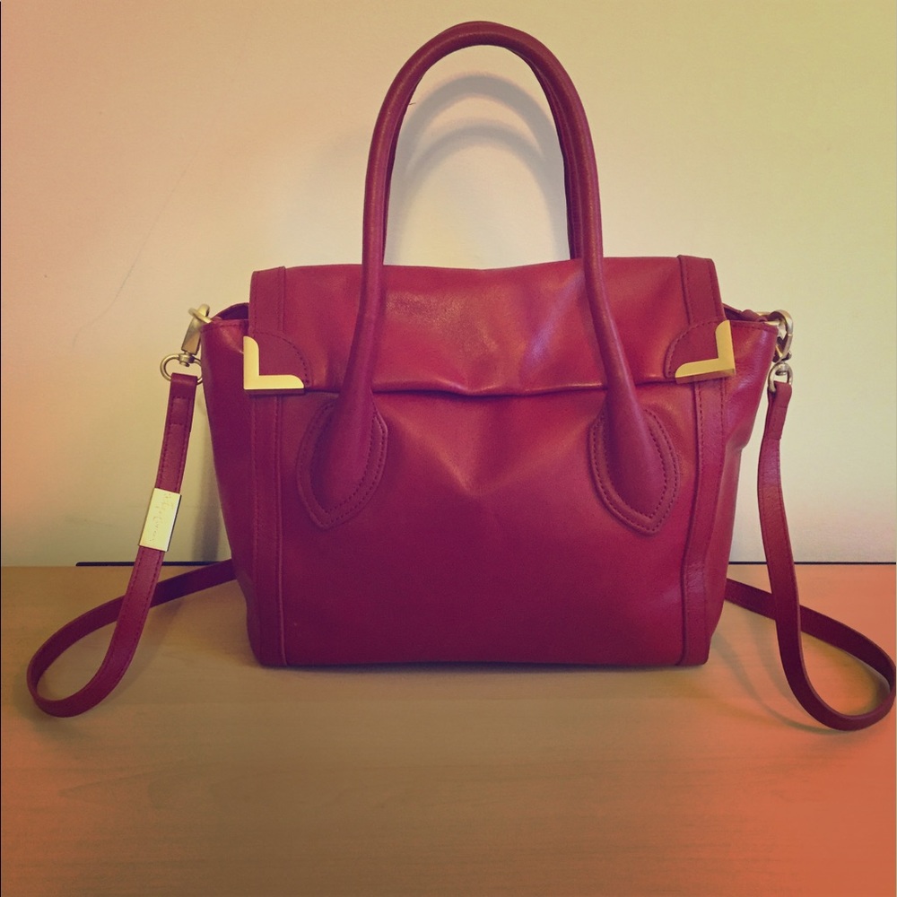 Red Foley&Corinna Frankie Flap Satchel/crossbody