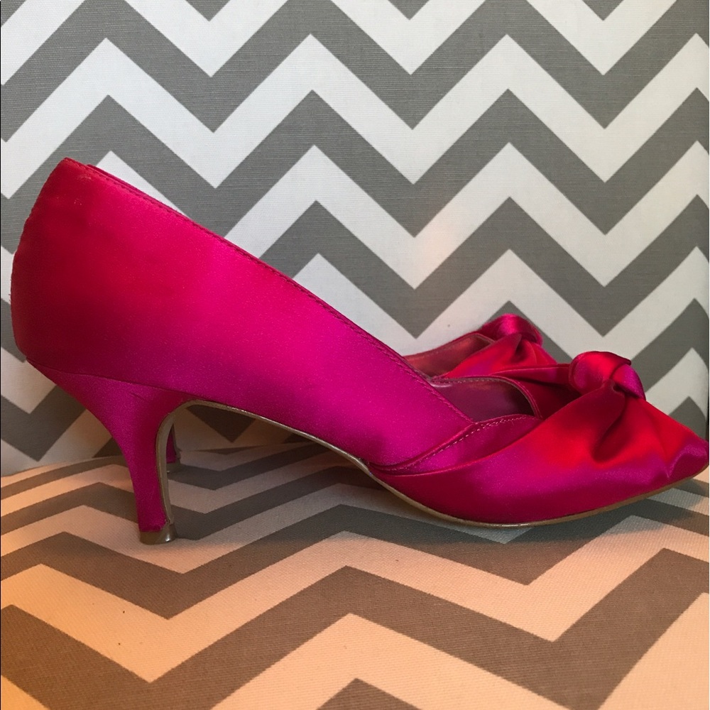Pink satin kitten heels