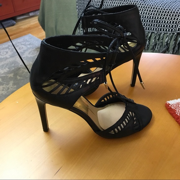 Dolce Vita Shoes - Dolce Vita Black Lattice Strappy Lace Up Heels