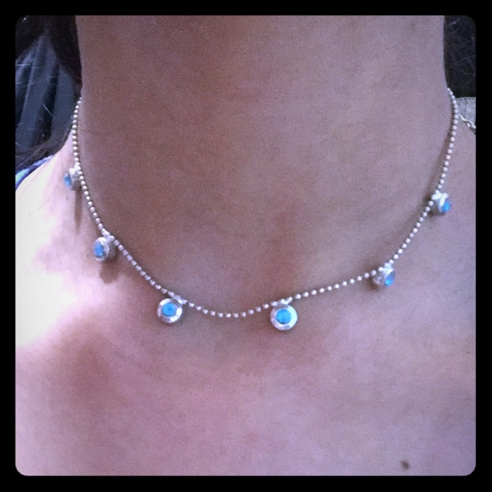 Silver Choker with Blue Gems