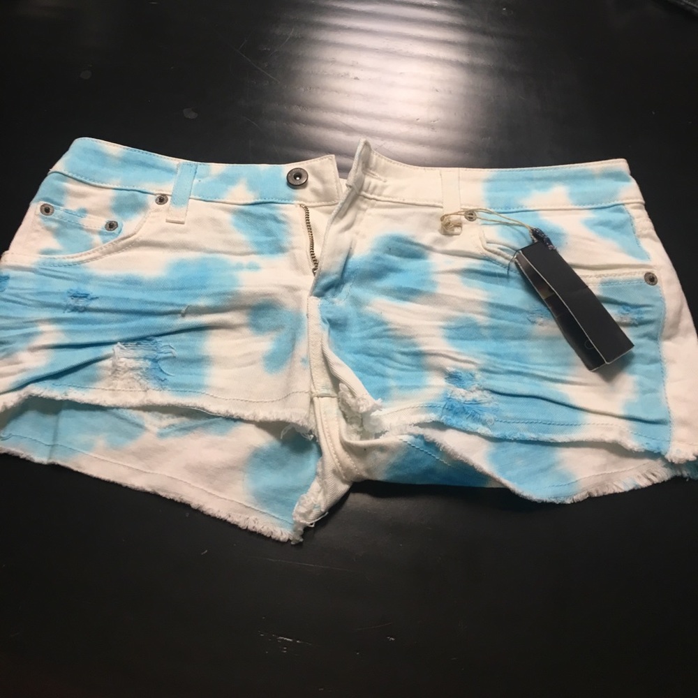 Blue and white jean shorts
