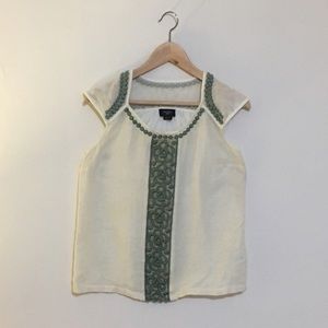 Anthropologie Cap Sleeve embroidered top