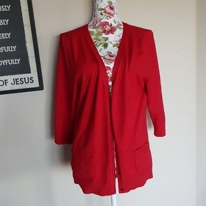 red cardigan