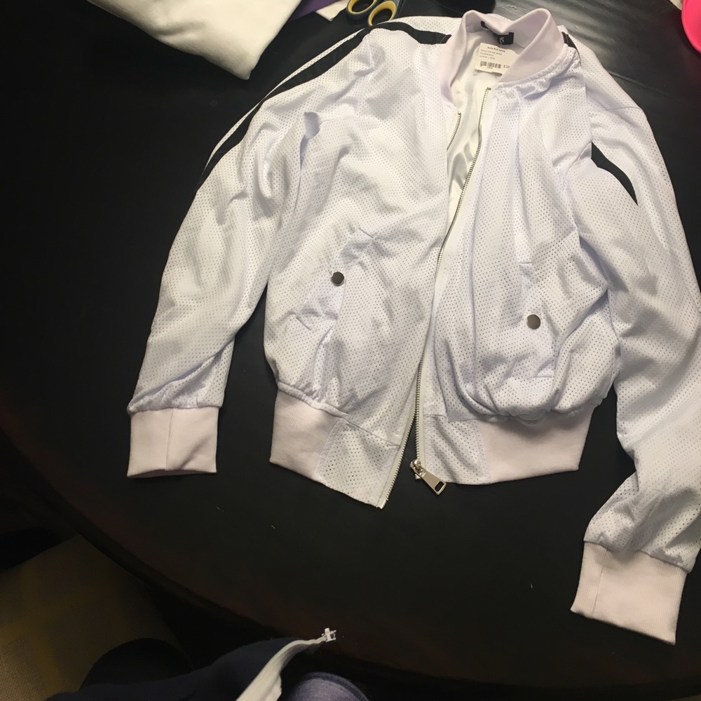 White mesh bomber jacket