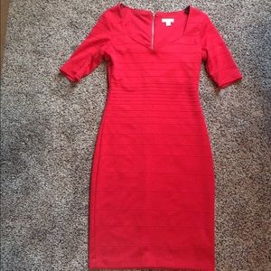 Red body con dress