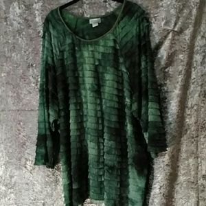 Catherine's Green Verigated Flutter Top 34/36