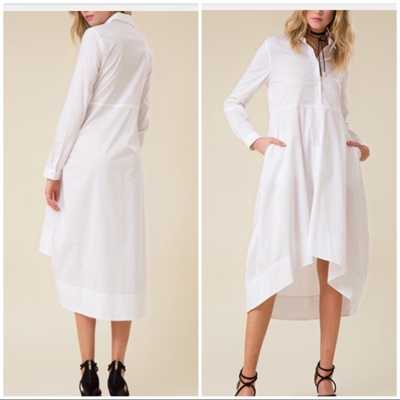 white high low shirt dress