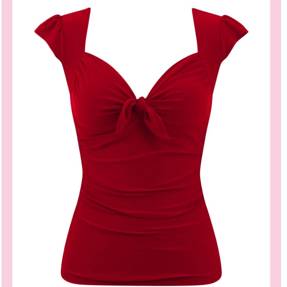 Sweetheart Vixen Tie Top in Cherry Red