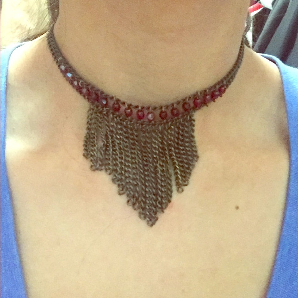 Brass choker with ruby stones