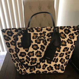 Coach Taxi Ziptop Ocelot Leopard Print