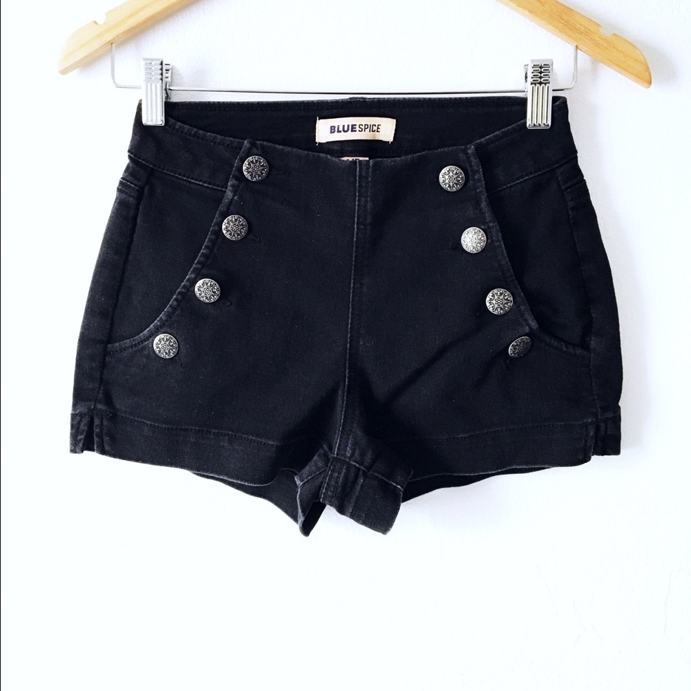 Black denim shorts