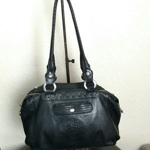 Cettu Black Soft Pebble Leather Satchel Bag Italy