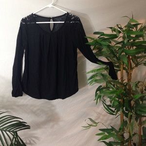 American Eagle Shoulder Mesh Cutout Blouse