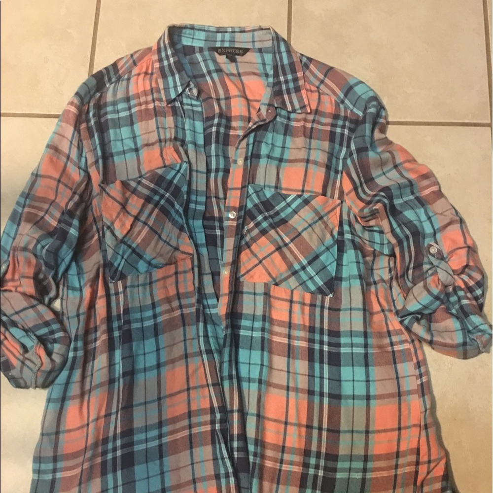 Plaid button down shirt