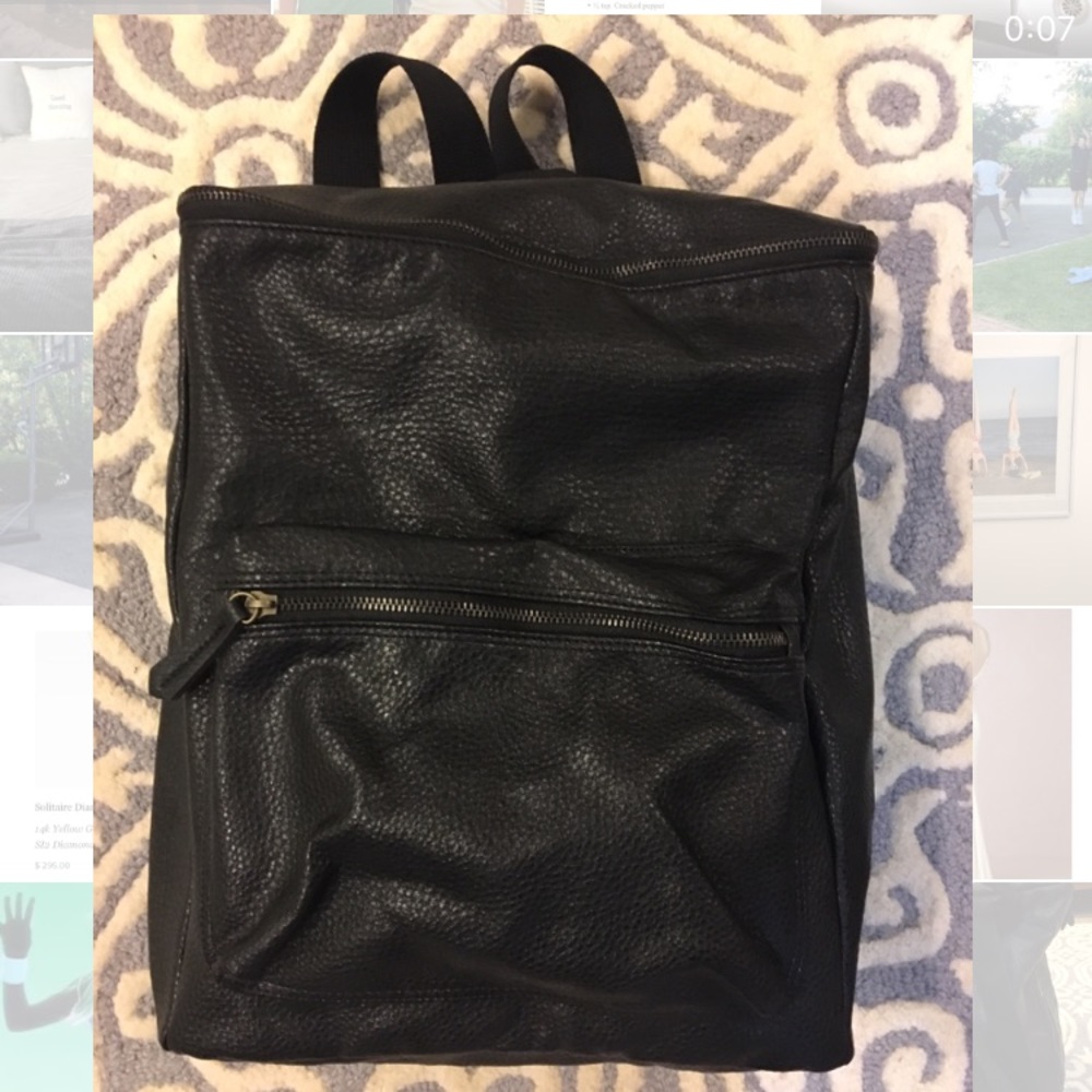 Black leather backpack