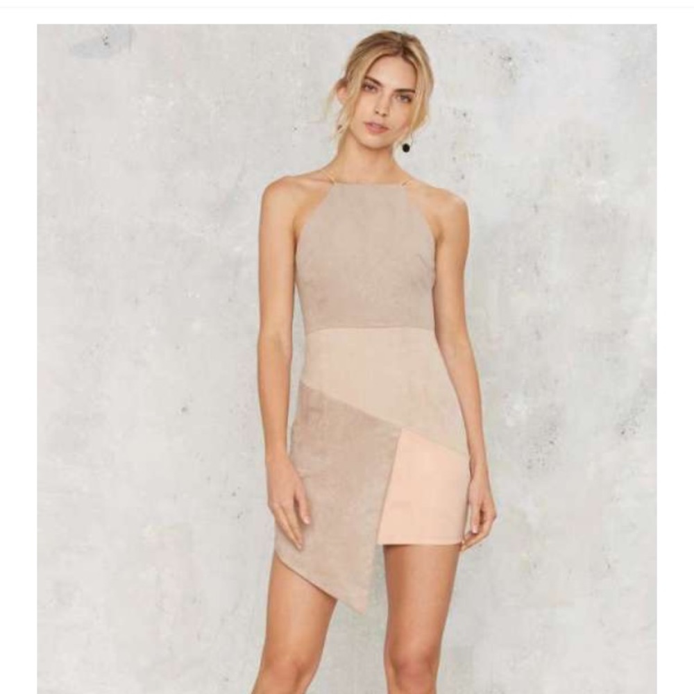 RARE LONDON ASYMMETRIC NUDE DRESS - SIZE 4