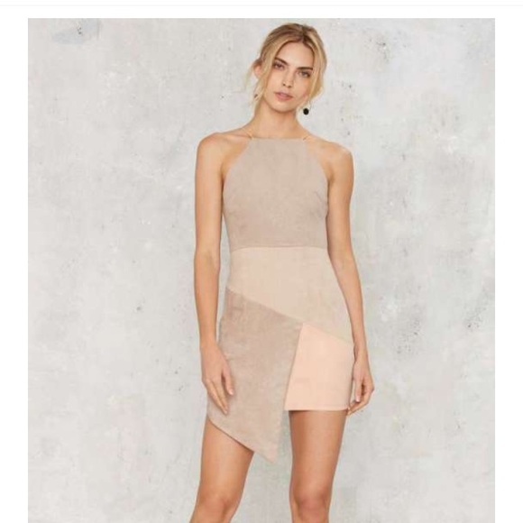 RARE LONDON ASYMMETRIC NUDE DRESS - SIZE 4 - Picture 1 of 3