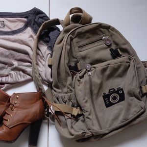 Canvas olive/army green special camera backpack