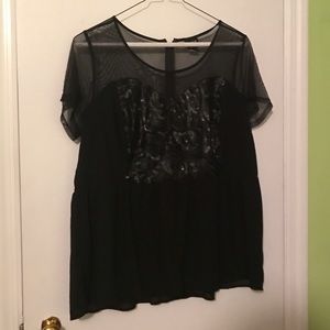 Torrid Black Sheer/ Sequin Top; Size 2