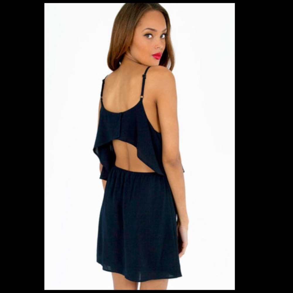 Navy Back Cutout Dress