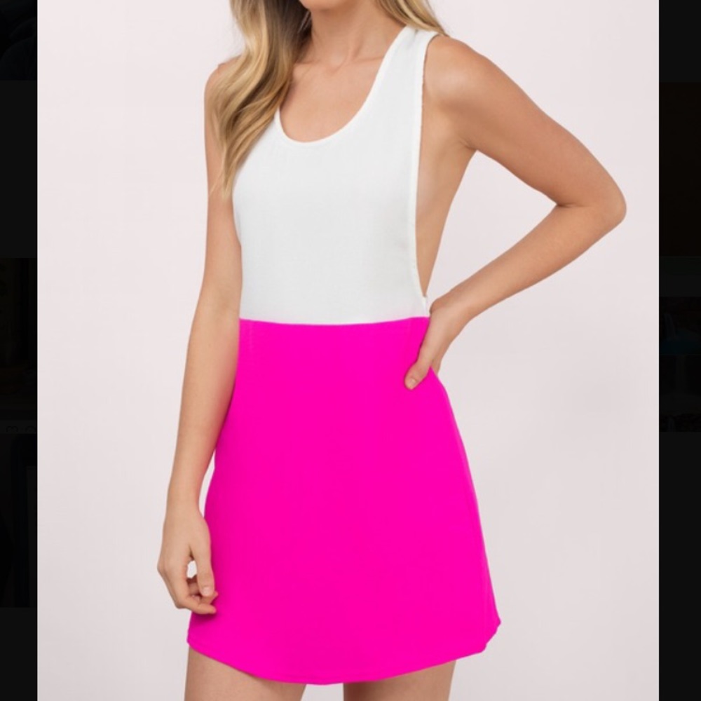 A Step Above Pink & White Shift Dress - Tobi