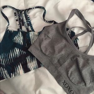 Target brand and XOXO brand sports bras.