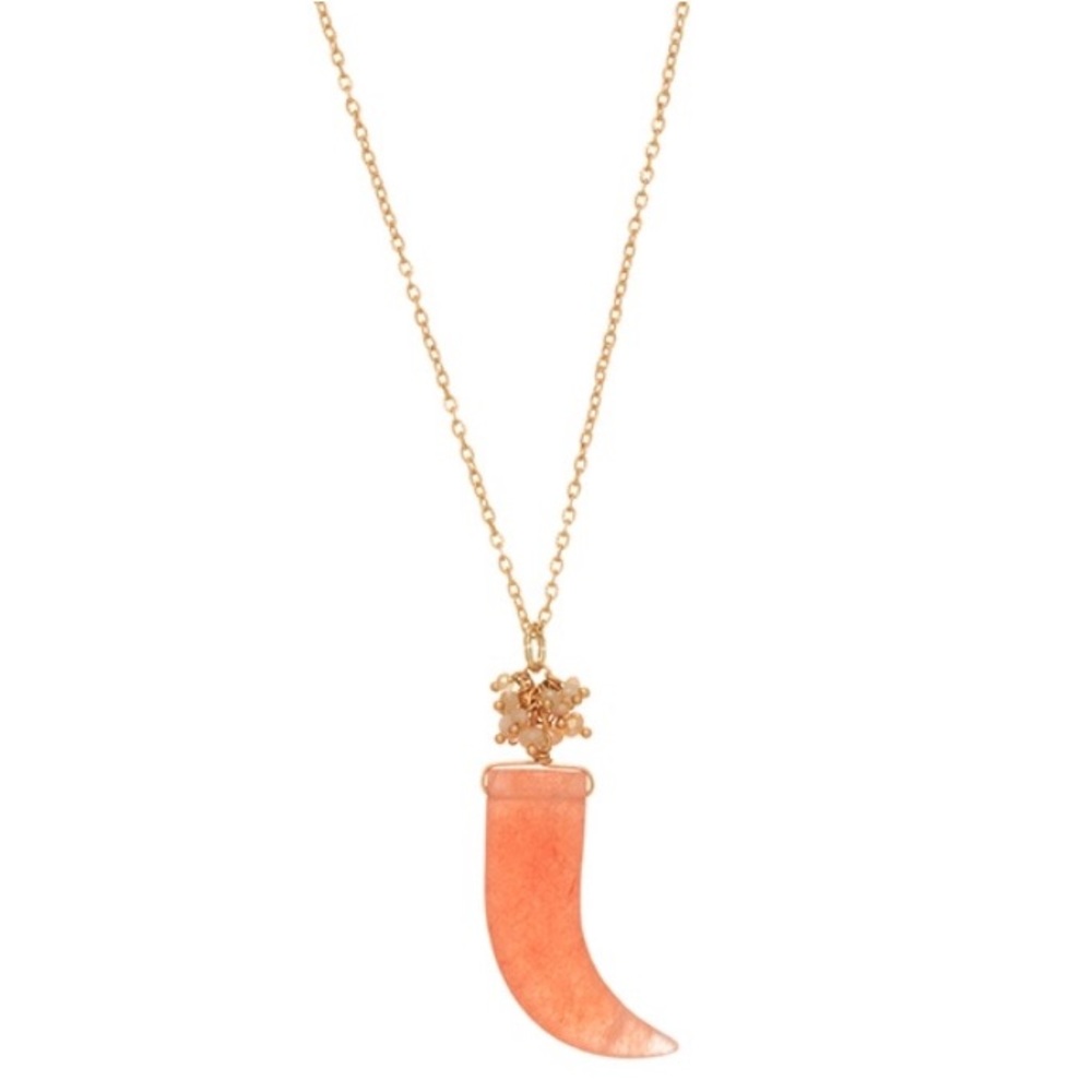 🌅📿Peach Horn Pendant Necklace