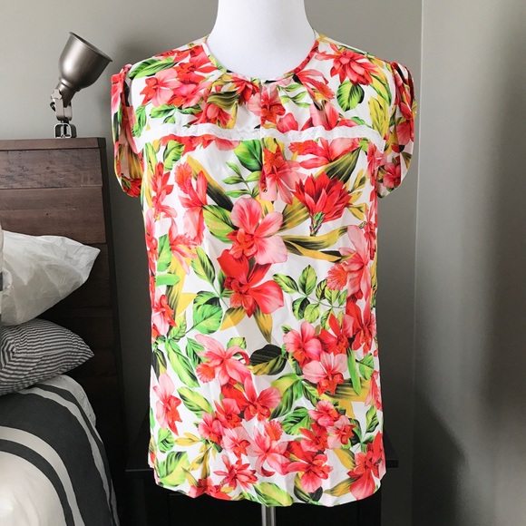 J. Crew Tops - J. Crew Collection Sleeveless Blouse in Hibiscus