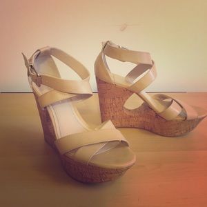 bcbgeneration strappy sandal cork platform wedges