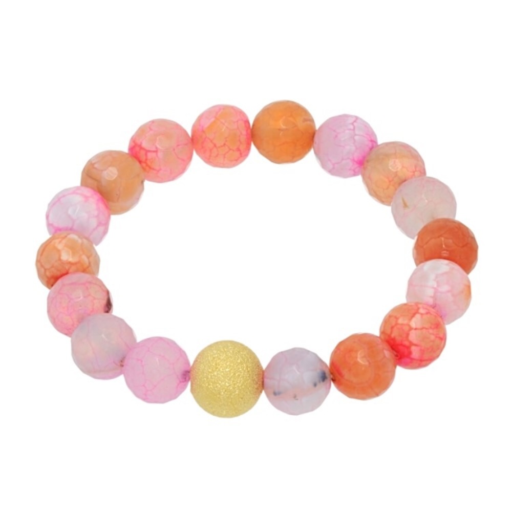 🌅👉🏼Pink & Orange Semi Precious Bead Bracelet