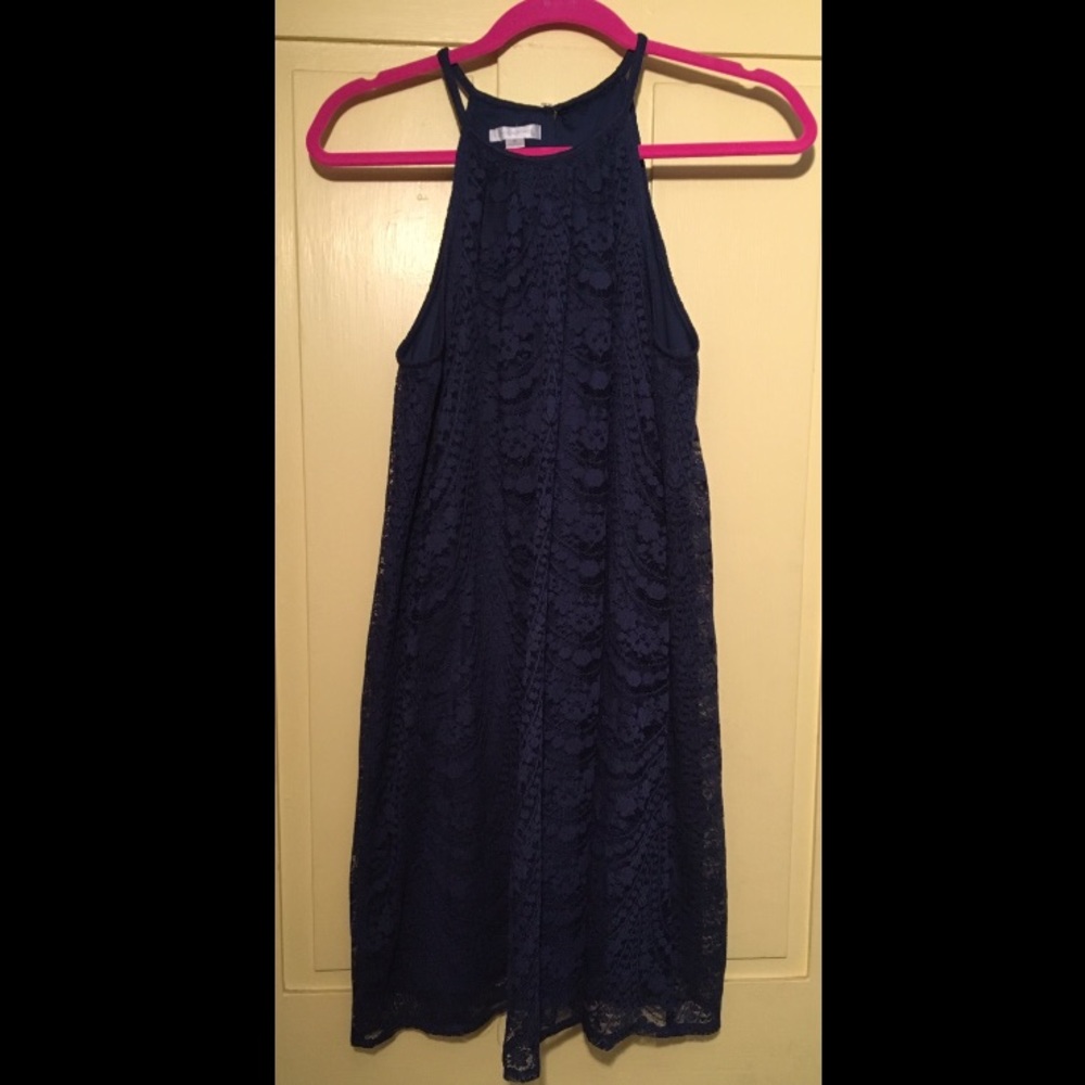 Short navy lace dress