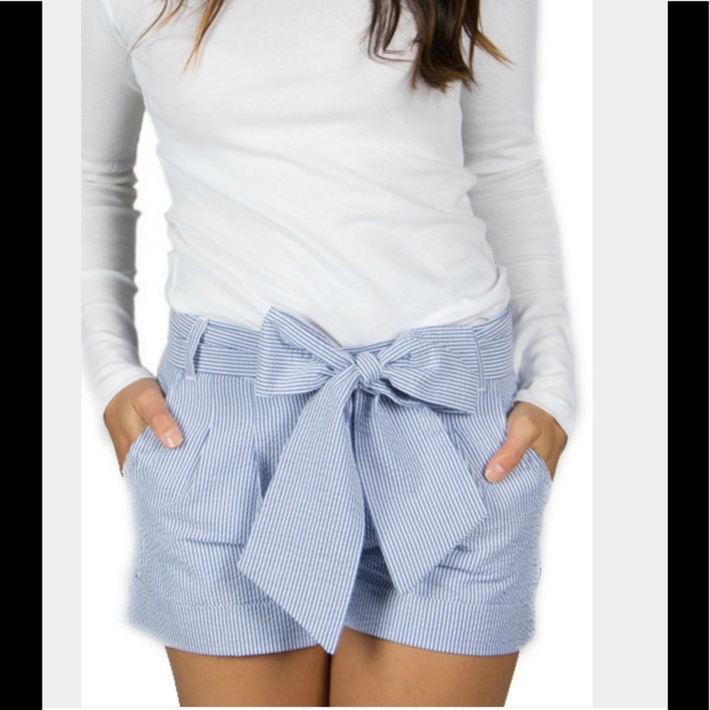 Lauren James seersucker bow shorts M NWT