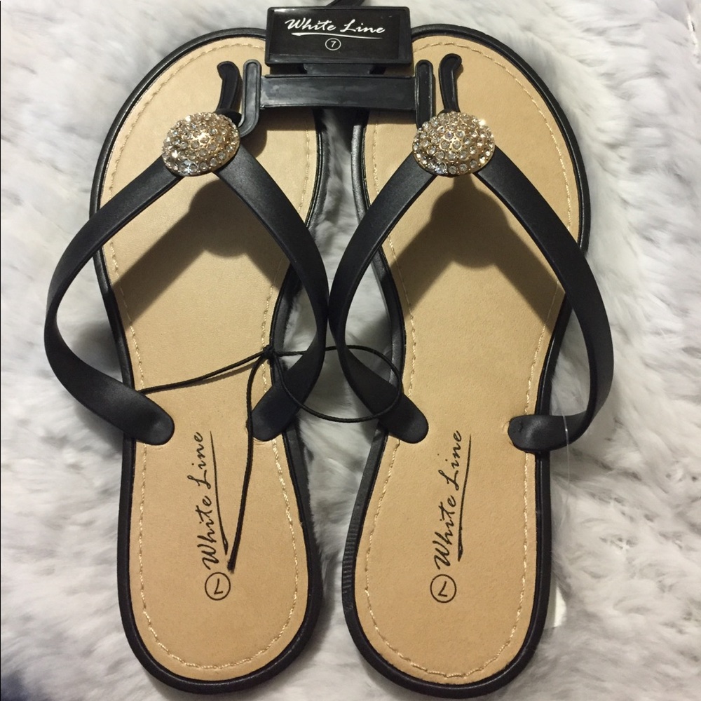 White Line rhinestone medallion sandals flip flops
