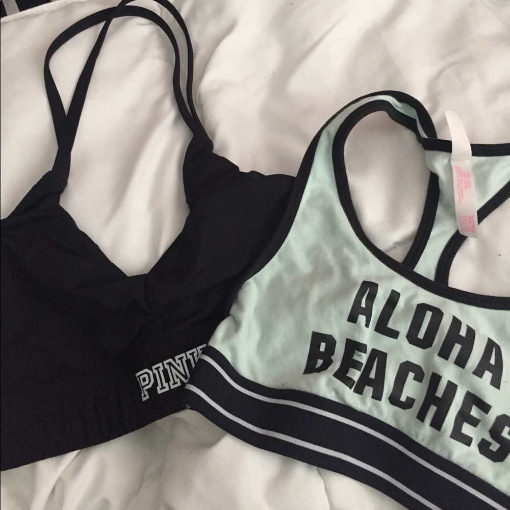 Two Pink VS sports bras.