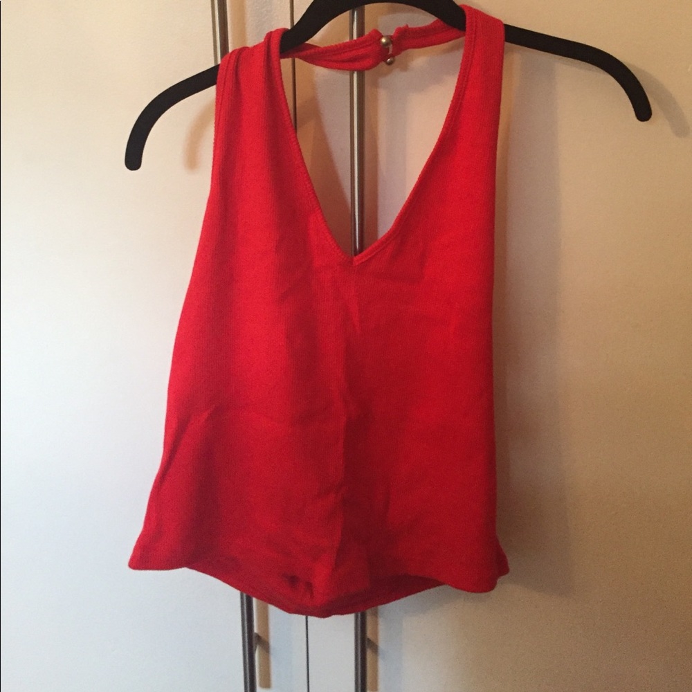 Red halter top