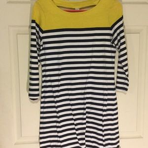 XS old navy shift dress striped yellow navy white