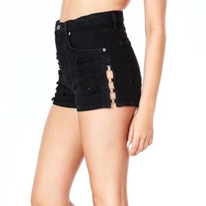 LF black denim shorts!