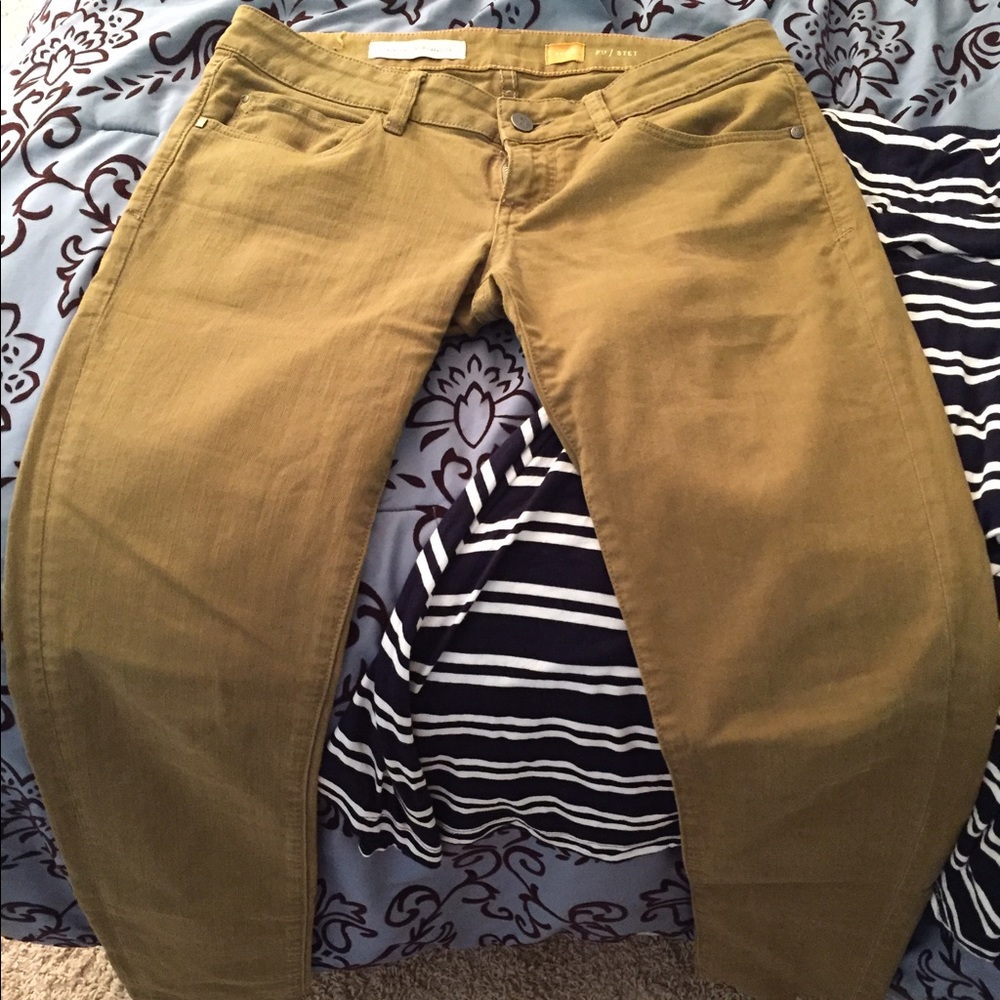 Pilcro Olive Green Skinny Jeans.
