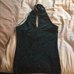 Sparkly blue-green halter top