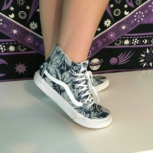 Blue floral high top vans