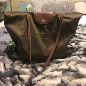 Longchamp Large Le Pliage Tote: Olive Color