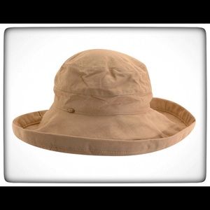 Scala Women's Taupe Cotton Wide-Brim Sun Hat