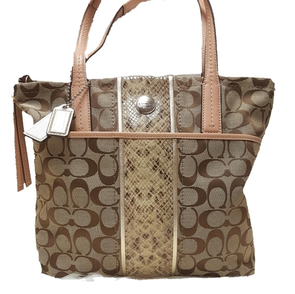 Coach Handbags - Authentic COACH signature python stripe bag