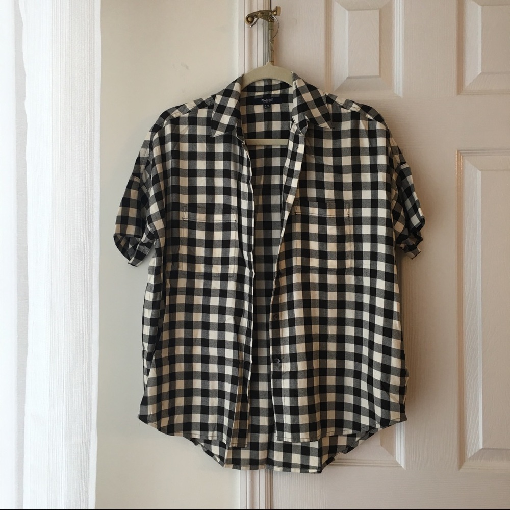 MADEWELL GINGHAM SHORT SLEEVE BUTTON UP SIZE XXS