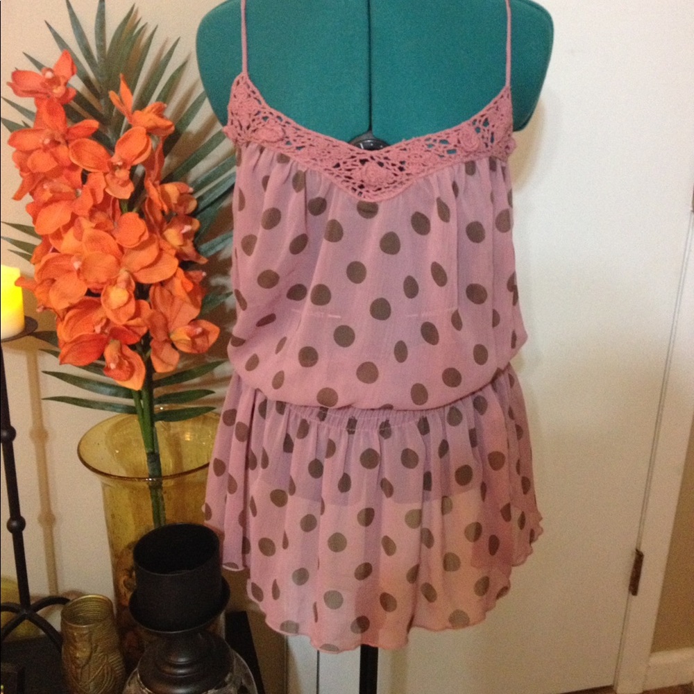 HOST PICK❤️Heart Soul sheer pink and brown tunic - Picture 1 of 8
