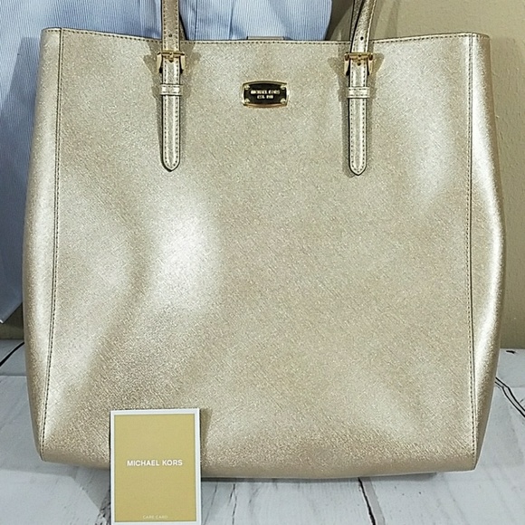 Michael Kors Handbags - Michael kors Gold Sparkle 14" Long Tote