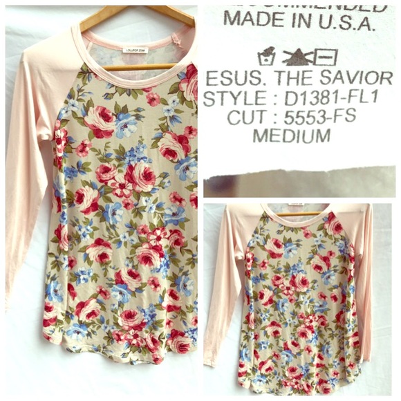 💜❤️soft Raglan floral top - Picture 2 of 8