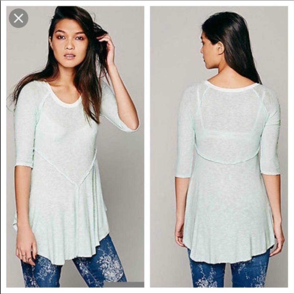 Free People Mint 3/4 sleeve top